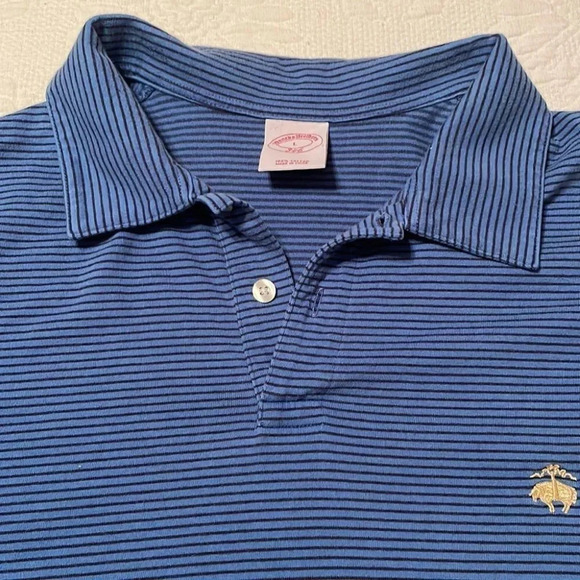 Brooks Brothers Blue Black Stripes Collared Polo Shirt Sleeve Cotton Lar… - Picture 5 of 6